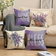 thumbnail image 5 of Decorative Throw Pillow Cover Plant Lavender - 18 x 18 Purple Flower Basket Pillow Cushion Case - 4 Pack Linen Square Pillow Cushion Cover, Great for Couch, Patio, Chair, Yard, Living Room Decor, 5 of 6