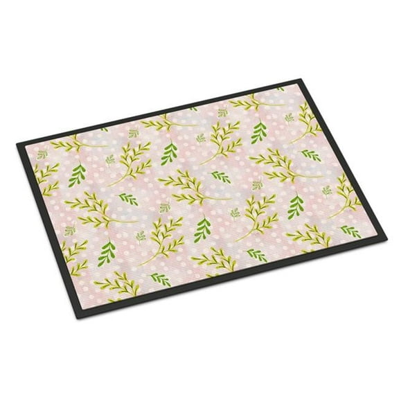 Watercolor Leaves Pink Indoor or Outdoor Mat - Pink - 18 x 27 in.