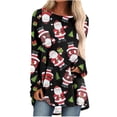 thumbnail image 2 of Puntoco Camiseta de manga larga con estampado navideño y cuello redondo para mujer Puntoco Puntoco-2246, 2 of 5