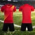 thumbnail image 1 of RKSTN Soccer Maillot Enfants Manches Courtes Col Rond Chandail de Soccer avec Shorts Ensemble Uniforme d'Entraînement 2 Pcs Ensemble de Maillot de Soccer (Rouge, M) Unisexe, 1 of 6
