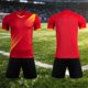 thumbnail image 2 of Odeerbi Niños Niñas Malla Rápido Seco Uniforme de Fútbol Conjunto Rayas Gradiente Impresión Camiseta Shorts Ropa Deportiva Atlética Para 5-15 Años, 2 of 6