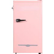 EFR376 Retro Bar Fridge Refrigerator with Side Bottle Opener, 3.2 cu. Ft, Pink/Coral
