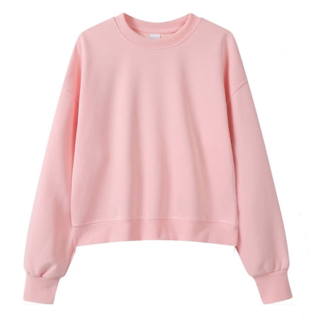FYEGRE Cropped Sweatshirts for Women Cotton Long Sleeve Crop Tops Crewneck Pullover Oversized Sweater RD1 XXL