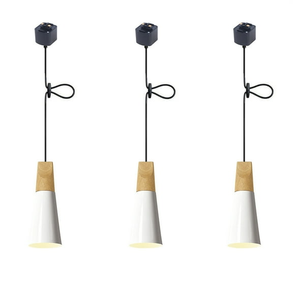 JLOWCO Modern Adjustable Height H Track Pendant Lighting for Kitchen Island 3 Pack Light Fixture Dining RoomSmall Vintage Lamp White Bed Led Lights (LED Bulb Include)