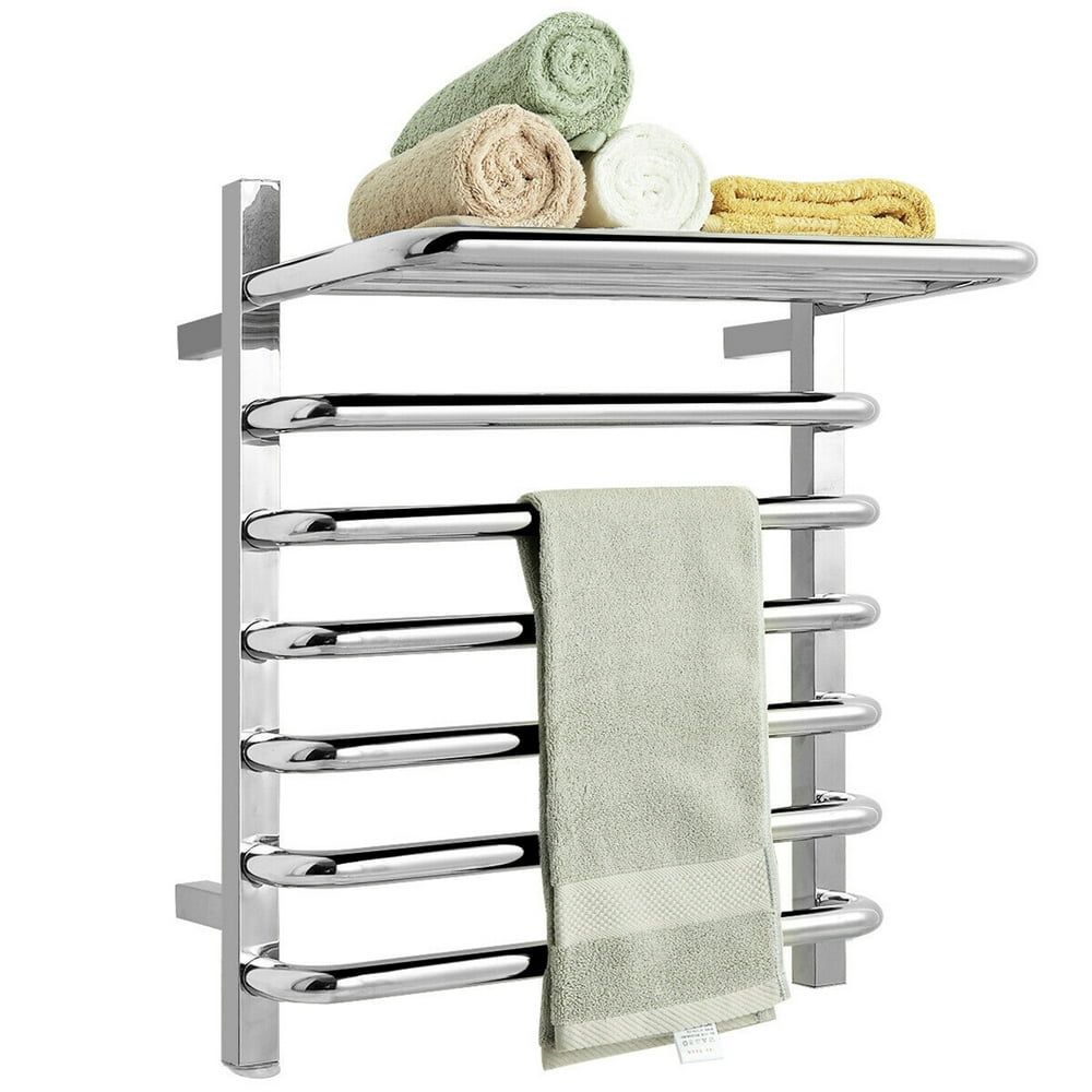 Gymax 6Bar Wall Mounted Towel Warmer Stainless Steel Plugin Towel