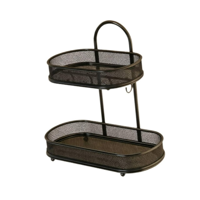 Estantería de pie para cosméticos, organizador de maquillaje, organizador de cuidado de piel de 2 niveles, de encimera para baño o tocador de Negro