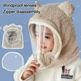 thumbnail image 6 of Winter Warm Thicken Ear Protection with Removable Mask Plush One-Piece Faux Fur Kids Hats Windproof Hat Cartoon Bear Warm Neck Ear Cap GRAY WITH MASK, 6 of 7