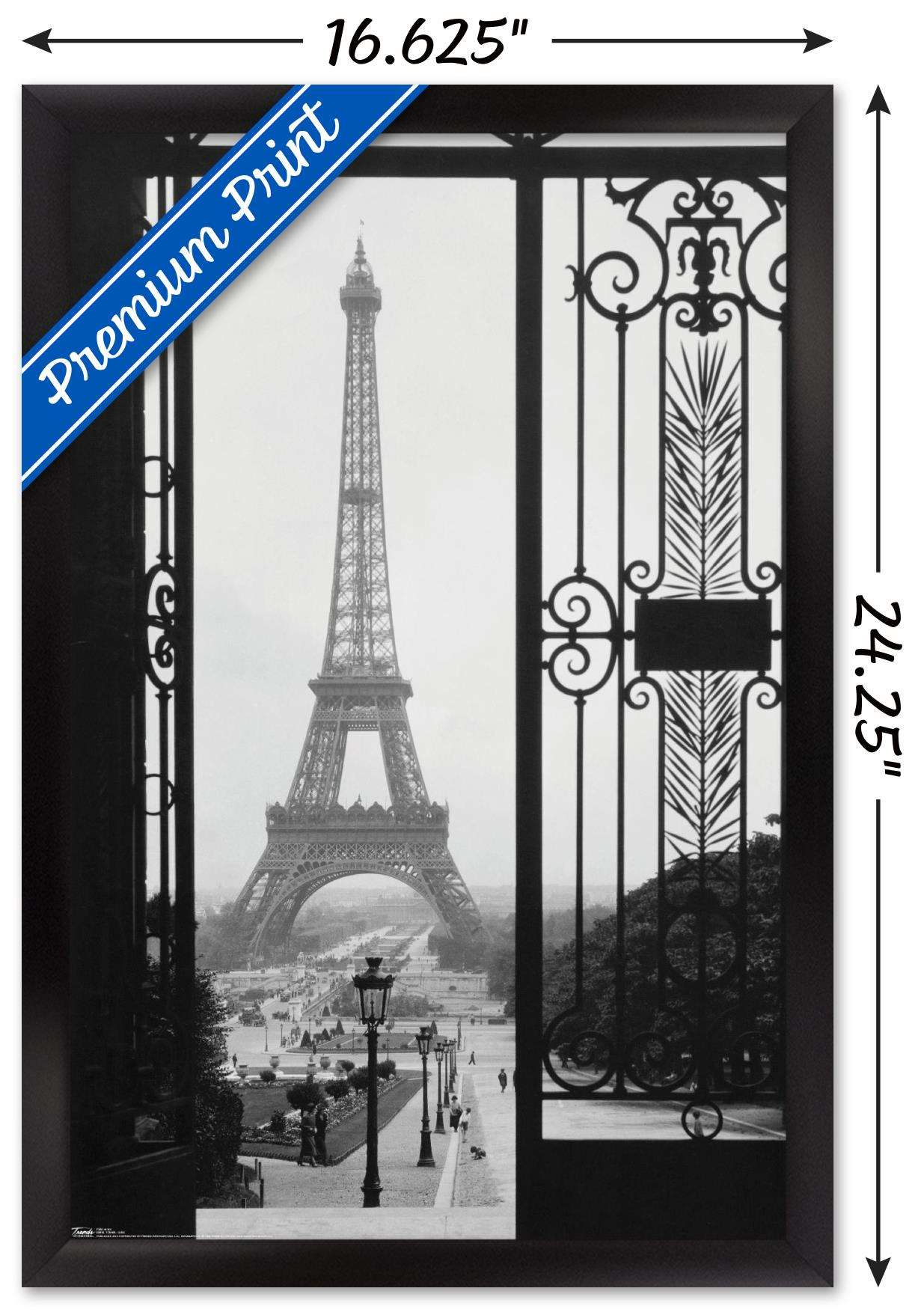 The Eiffel Tower - Gate View Wall Poster, 14.725" x 22.375", Framed