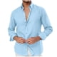 thumbnail image 2 of pstuiky camisetas de manga larga para hombre, Camisa informal de moda para hombre, con cuello en V y mangas, transpirable camisetas de hombre m, 2 of 6