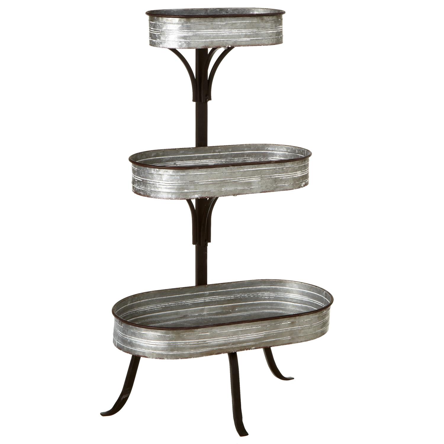 CBK Metal Three Tier Galvanized Plant Stand 158687