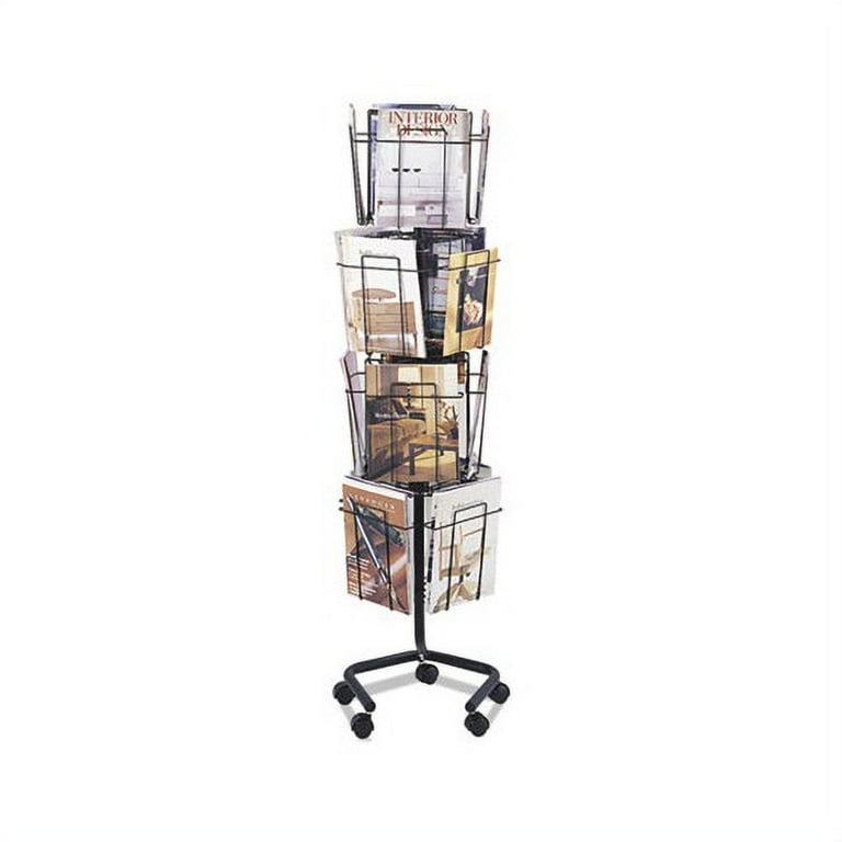 Wire Rotary Display Racks, 16 Compartments, 15w x 15d x 60h, Charcoal Wire Rotary Display Racks, 16 Compartments, 15w x 15d x 60h, Charcoal