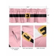 thumbnail image 5 of Christmas Pink, Kitchen Curtain Valances for Windows Farmhouse Short Curtains, Blush Santa Claus Black Belt Rod Pocket Valance Curtain for Bedroom Cafe Living Room 56"x16", 5 of 8