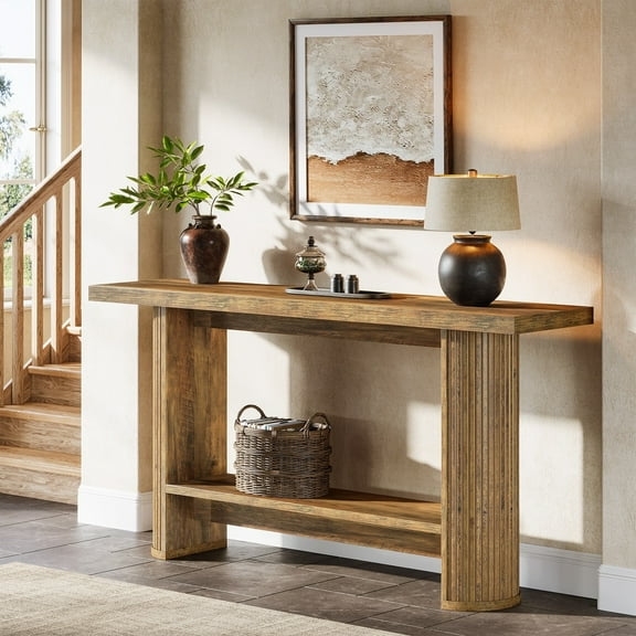 Tribesigns 55.12-Inch Farmhouse Console Table, Wooden Sofa Table for Living Room