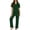 01 Green, variant on Fewfanhot 2 Piece Sets for Women V-Neck Collar Button Up Pocket Top & Elastic Waist Pants Set, Soft Casual Lounge Wear for Daily Comfort