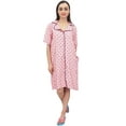 thumbnail image 3 of Bimba Polka Dot Print Peach Women's Short Sleepshirt Night Dress With Pockets - 6, 3 of 8
