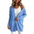 thumbnail image 2 of BRELIL Women's Fall Winter Long Sleeve Open Front Cardigan Ribbed Knit Casual Basic Coat for Women Sweater Outfit, Light Blue 2XL, 2 of 9