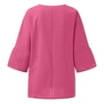 thumbnail image 5 of Fanxing Women Linen Shirts with Keyhole Loose Fitting Work TopsTrendy Crewneck Going Out Tops S-2XL, 5 of 5