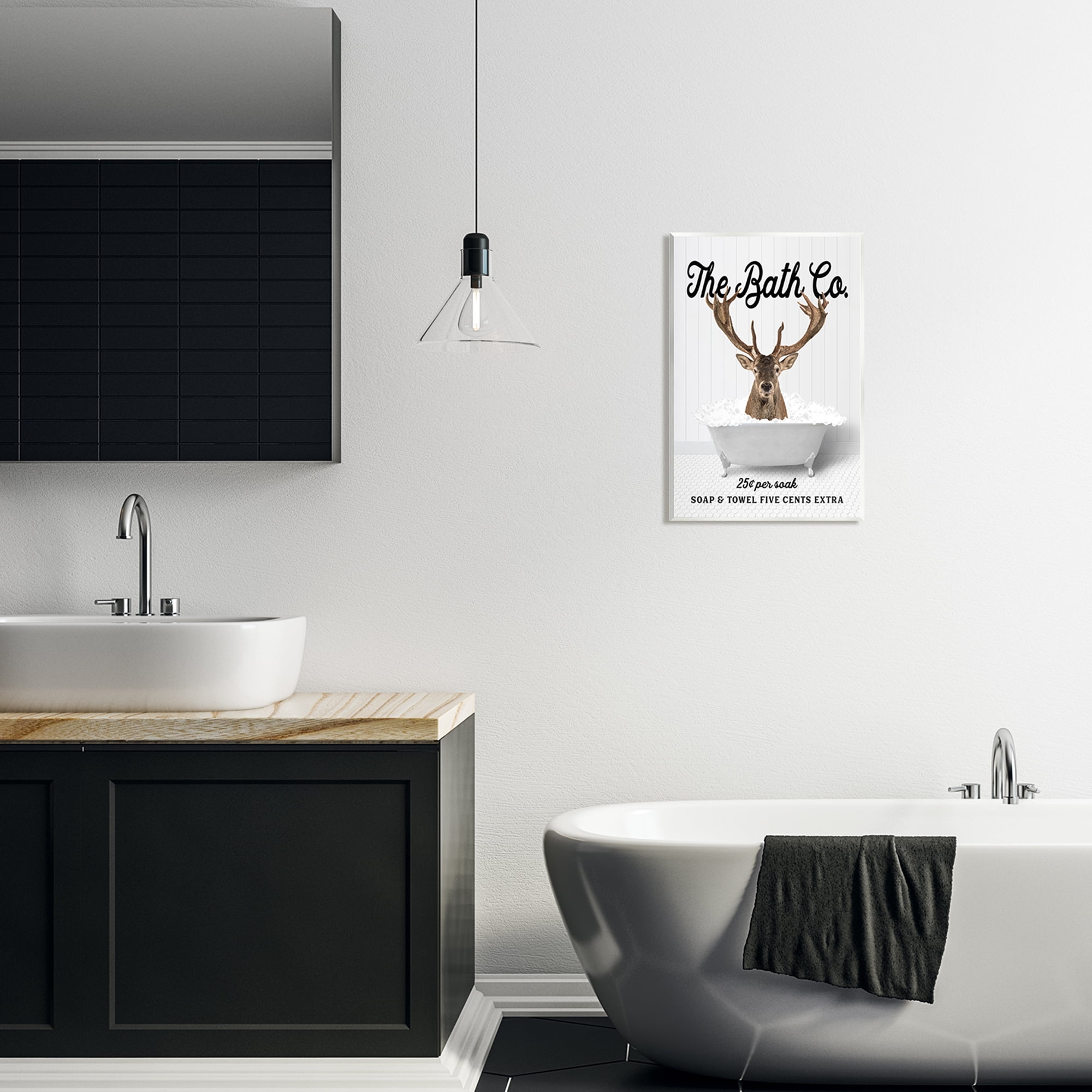 Stupell Industries Bubble Bathtub Deer Animals & Insects Painting Unframed Art Print Wall Art, 13 x 19