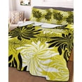 thumbnail image 3 of Quilts King Size Bedding Set, Yellow Black Flowers Lightweight Quilted Comforter, Modern Abstract Blooms Floral Soft Reversible Bedspread Coverlet with Pillow Covers for All Season, 96" x 106", 3 of 7