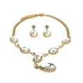 thumbnail image 3 of Hanging Encircled Teardrop Stone and Dangling Earrings Set, Clear/Gold-Tone, 3 of 3