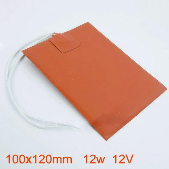 Bgsha 100*120mm 12V 12W Silicone Heater Mat Pad for Printer Heated Bed Heating