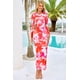 thumbnail image 3 of Vestido PRETTYGARDEN Ajustado Floral de Manga Larga Naranja Claro Talle S, 3 of 8