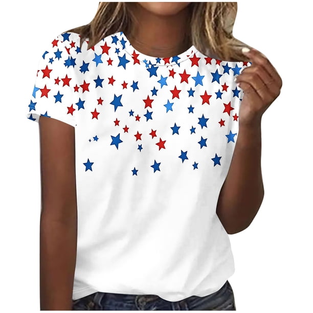 Mujeres Manga Corta Tops Cuello Redondo Impreso Casual Blusa, Imitación Rack Camiseta para el Verano, Lavado de Manos Casa Y Uso Diario