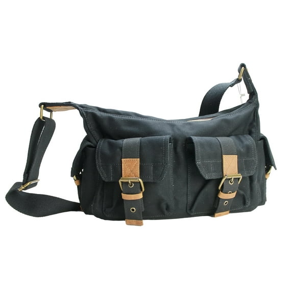 Vagarant Traveler 14" Casual Boat Style Canvas Messegner Bag C53.BLK