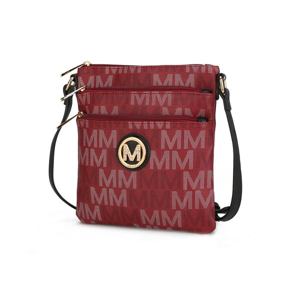 MKF Collection Lemuel M Signature Vegan Leather Women's Crossbody Bag, Stylish Purse Handbag by Mia K - Burgundy
