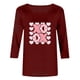 thumbnail image 5 of RKSTN Valentine's Gifts Women's 3/4 Sleeve T Shirts Top Oversized Crewneck Valentines Graphic Print Short Sleeve Shirt Womens Casual Solid Round Neck Loose Three Quarter Sleeve Shirt Spring Clothes, 5 of 7