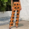 thumbnail image 5 of Womens Flare Bell Bottoms Pants, Halloween Spider Web Pumpkins High Waisted Flare Leggings for Women, Stretchy Wide Leg Yoga Pants, 5 of 5