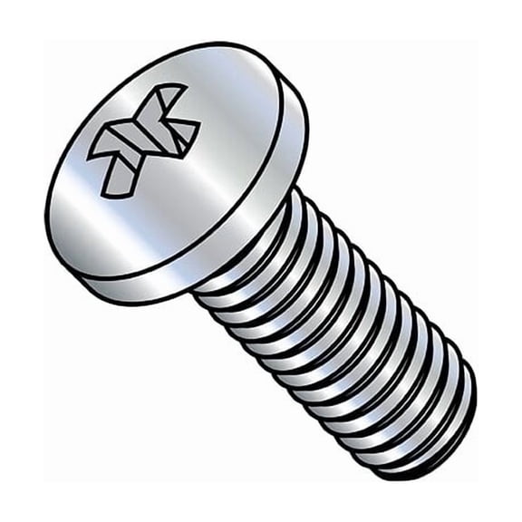 #10-24 x 1-1/2 in Phillips Pan Machine Screw, Zinc Plated Steel, 3000 PK