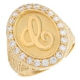 thumbnail image 1 of JackAni 14k Yellow Gold Mens Oval Halo White CZ Initial Letter C Ring, 1 of 5
