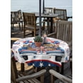 thumbnail image 2 of Outdoor Tablecloth with Umbrella Hole for Patio/Picnic/Party/Camping, Independence Day Truck Waterproof Table Cloth Round Cover Washable, Vintage Star Firework 4th of July (Dia 54"), 2 of 9