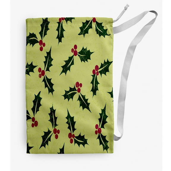 Simply Daisy Allover Holly 18 x 29 in Green Laundry Bag