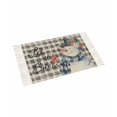Black Plaid Snowman Christmas Bathroom Rug 2'x3', Woven Cotton Area Rug