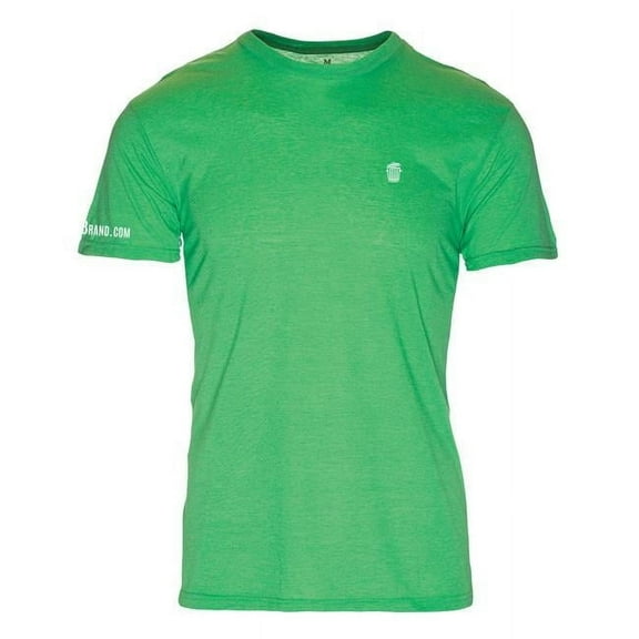 RecyclenBrand RM101GNW-M Triblend Crew T-Shirt for Mens, Green with White Logo - Medium