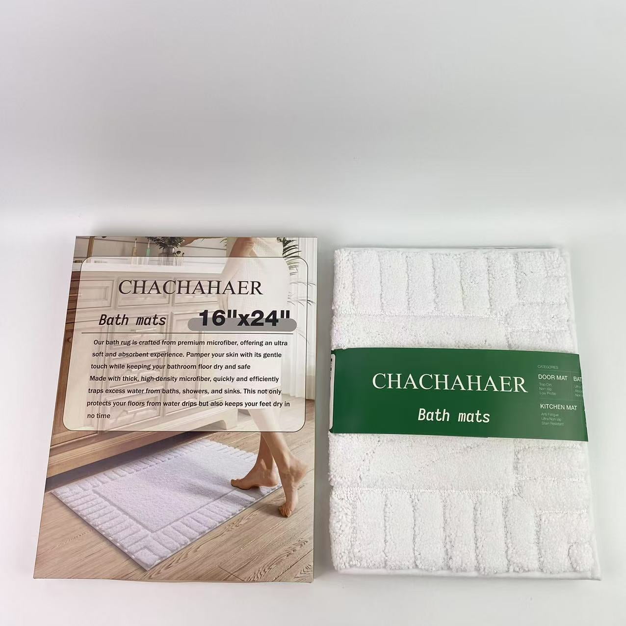 CHACHAHAER Bath mats,White Classic Luxury Bath Mat Floor Towel  - Absorbent Cotton Hotel Spa Shower/Bathtub Mats 16"x24" | 1 Pack | White