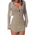 thumbnail image 2 of Vestido de Crochet de Larga para Mujer Caqui M, 2 of 7