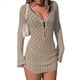 thumbnail image 2 of Vestido de Crochet de Larga para Mujer Caqui L, 2 of 7