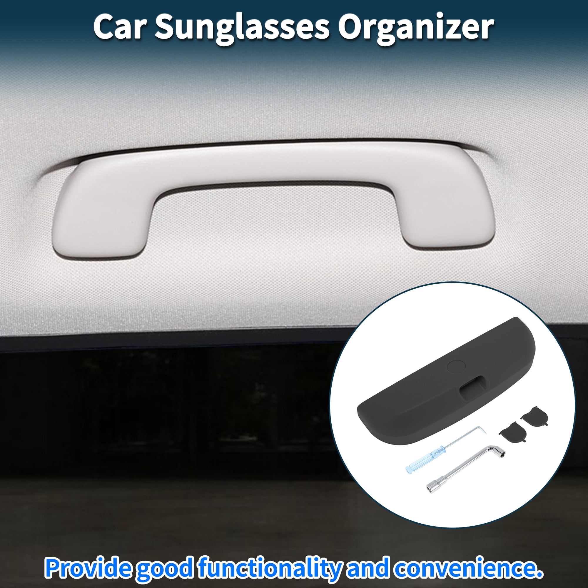 Unique Bargains Car Sunglasses Case for Volvo XC60 2016-2024 Eyeglasses Holder Storage Box Plastic Black 1 Set