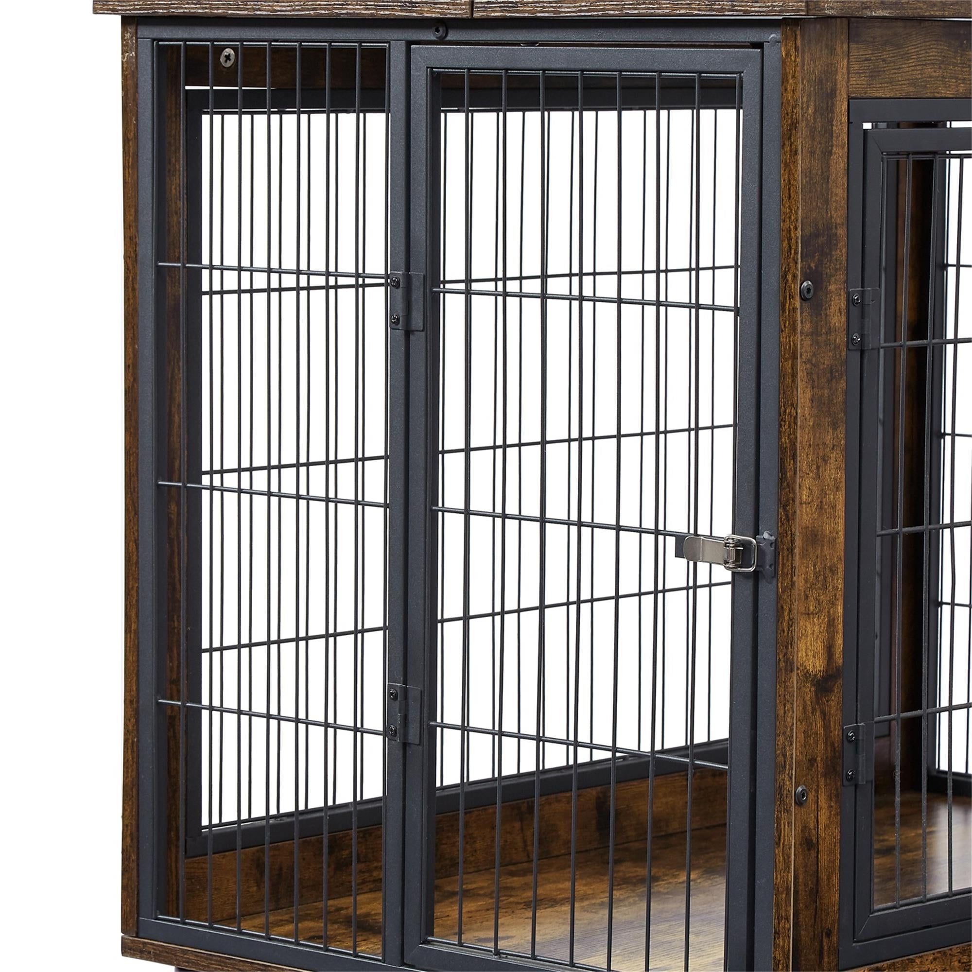 Pefilos 27 Inches Dog Crate Rustic Style Furniture Dog Cage Crate with Double Doors and Lift Top Heavy-Duty Kennel, Brown Pefilos 27 Inches Dog Crate Rustic Style Furniture Dog Cage Crate with Double Doors and Lift Top Heavy-Duty Kennel, Brown