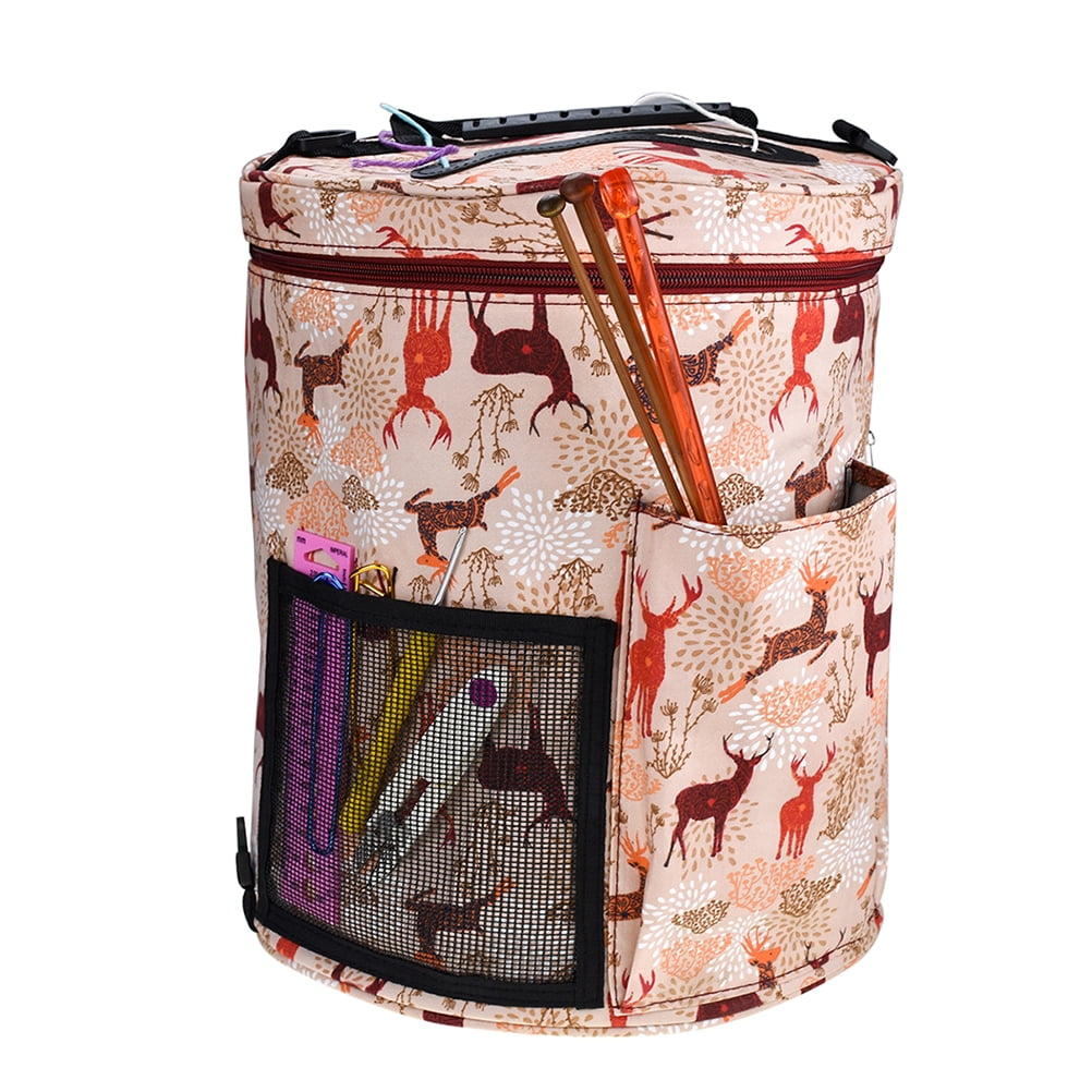 Rosarivae 32.5x32.5cm Printed Wool Storage Bag DIY Crochet Storage  Organizer Bag Knitting Yarn Ball Holder for Protecting Wool and Prevent  Tangling - Sika Deer 