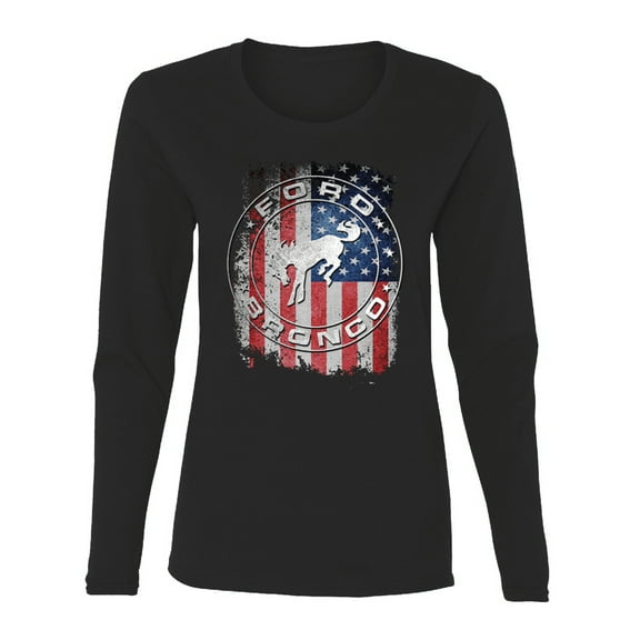 Wild Bobby US Flag Ford Bronco Women Graphic Long Sleeve Tee