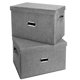 thumbnail image 1 of Valease Contenedores de almacenamiento plegables grandes de tela de lino con tapa extraíble y asas Caja de almacenamiento lavable Contenedores organizadores Cestas Cubo con cubierta para dormitorio, a, 1 of 1