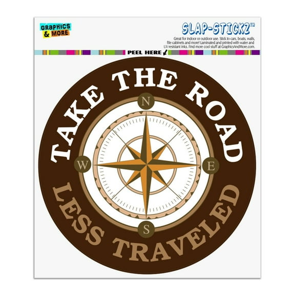 Take The Road Less Traveled Compass Automotive Car Window Locker Circle Bumper Sticker