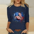 thumbnail image 6 of Dazajoo American Flag Shirts 4th of July Women Vintage USA Patriotic Shirt Summer Casual Round Neck 3/4 Sleeves T-Shirt Tops Blouse for Women 2024,Navy,XXL, 6 of 6
