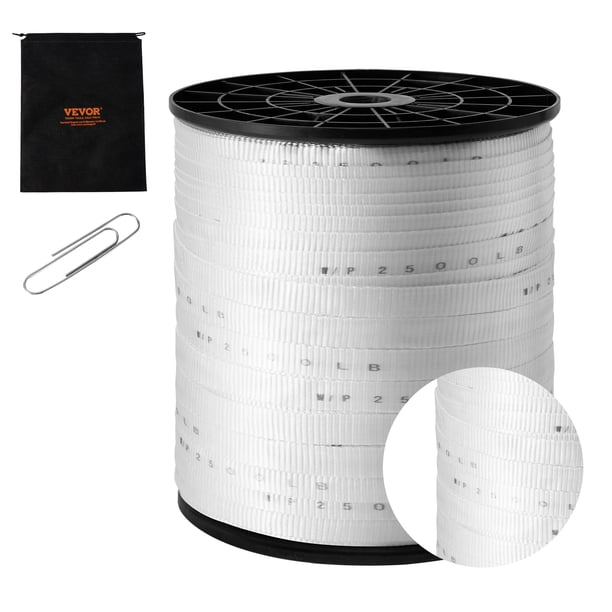 Cinta de poliester para tracción VEVOR, 3/4 de pulgada por 1053 pies, cinta de mula plana, resistencia de 2500 lbf, cinta marcada para tracción de cables, embalaje, jardinería