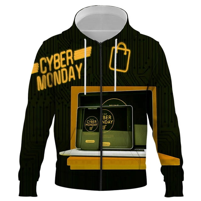 Sudadera con capucha y cremallera con tecnología digital para hombre, sudadera con estampado 3D por todas partes, chaqueta informal, ropa para otoño y primavera