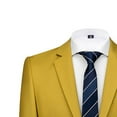 thumbnail image 3 of NoxwB (XL-6XL)Men's Big and Tall Formal Dress Blazer&Trouser 2 PC Set Casual Wedding Business Suit Notched Lapel Single Breasted Long Sleeve Jacket & Straight Leg Pants Outfit Yellow XL, 3 of 5